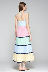 KALLY MULTICOLOR STRIPED RIC RAC SUNDRESS