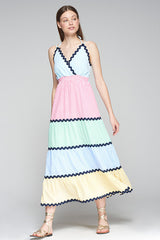KALLY MULTICOLOR STRIPED RIC RAC SUNDRESS