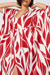 ESPOSTO RED PRINTED KAFTAN DRESS