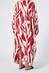 ESPOSTO RED PRINTED KAFTAN DRESS