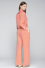 NOVA RED GEOMETRIC PRINT TROUSERS