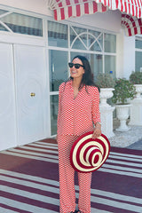 NOVA RED GEOMETRIC PRINT TROUSERS