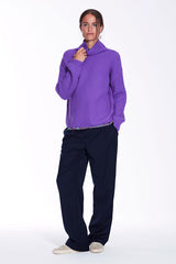 LONA HIGH COLLAR VIOLET CASHMERE SWEATER