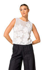 OFF WHITE CROCHET FLOWER TOP