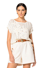 CREAM STRUCTURED COTTON SWEATER