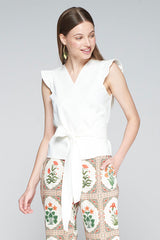 RUFFLED CROSSED BLOUSE