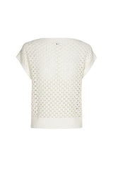 CREAM CAP SLEEVE KNIT TOP