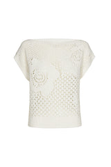 CREAM CAP SLEEVE KNIT TOP