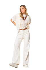 CREAM CAP SLEEVE KNIT TOP