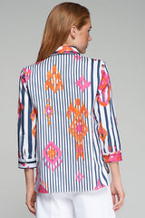 POLINE IKAT PRINT STRIPED SHIRT