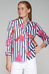 POLINE IKAT PRINT STRIPED SHIRT