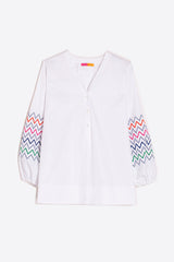 EBBA ZIGZAG EMBROIDERED SLEEVE BLOUSE