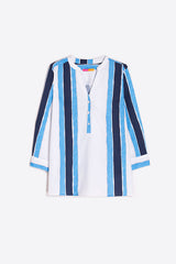 CARLOTA VERTICAL WATERCOLOR STRIPE BLOUSE