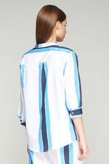 CARLOTA VERTICAL WATERCOLOR STRIPE BLOUSE