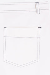 DORIN TRIBAL EMBROIDERED HEM WHITE TROUSERS
