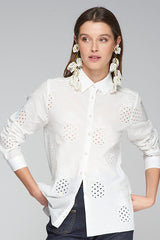 TEA PINEAPPLE EMBROIDERY SHIRT