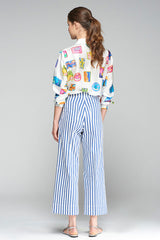 DORIN STRIPED STRAIGHT TROUSERS