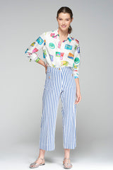 DORIN STRIPED STRAIGHT TROUSERS