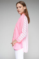 LOUISA NEON PINK STRIPED BLOUSE
