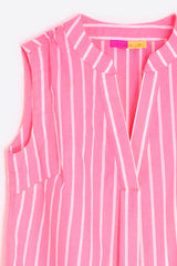 FIORELLA SLEEVELESS NEON PINK STRIPED BLOUSE