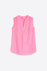 FIORELLA SLEEVELESS NEON PINK STRIPED BLOUSE