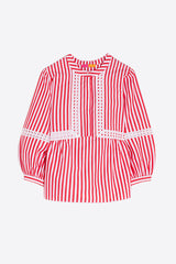 JOLIE PUFF SLEEVE RED STRIPE BLOUSE