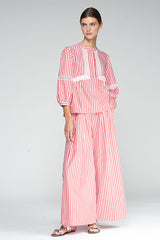 JOLIE PUFF SLEEVE RED STRIPE BLOUSE