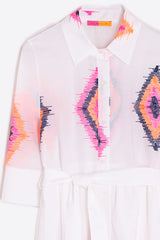 NATALIA FLUORESCENT IKAT EMBROIDERED DRESS