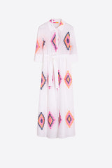NATALIA FLUORESCENT IKAT EMBROIDERED DRESS