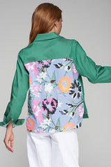OLIVIA STRIPED EMBROIDERED BACK OVERSHIRT