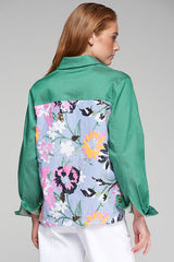 OLIVIA STRIPED EMBROIDERED BACK OVERSHIRT