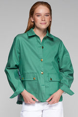 OLIVIA STRIPED EMBROIDERED BACK OVERSHIRT