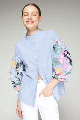 UMA STRIPED EMBROIDERED SLEEVE SHIRT