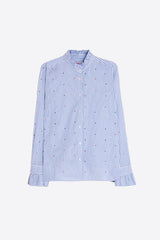 MULTICOLOURED STRASS STRIPED SHIRT