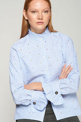 MULTICOLOURED STRASS STRIPED SHIRT