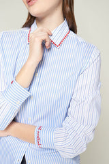 HEART EMBROIDERY LIGHT BLUE SHIRT