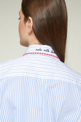 HEART EMBROIDERY LIGHT BLUE SHIRT