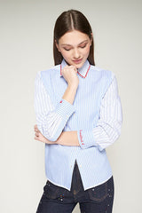 HEART EMBROIDERY LIGHT BLUE SHIRT