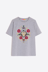 EQUESTRIAN EMBROIDERY GREY T-SHIRT