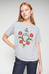 EQUESTRIAN EMBROIDERY GREY T-SHIRT