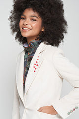 EQUESTRIAN EMBROIDERY ECRU CORDUROY BLAZER