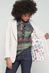 EQUESTRIAN EMBROIDERY ECRU CORDUROY BLAZER