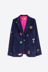 NAVY CORDUROY EMBROIDERY BLAZER