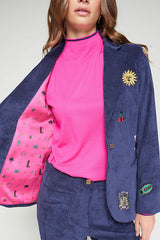 NAVY CORDUROY EMBROIDERY BLAZER