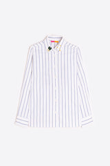 HORSE EMBROIDERY BLUE STRIPES SHIRT