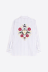 HORSE EMBROIDERY BLUE STRIPES SHIRT