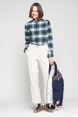 ECRU CORDUROY STRAIGHT-LEG TROUSERS