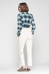 ECRU CORDUROY STRAIGHT-LEG TROUSERS