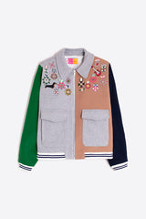 GREY WOOL CONDECORATIONS EMBROIDERY JACKET