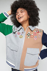 GREY WOOL CONDECORATIONS EMBROIDERY JACKET